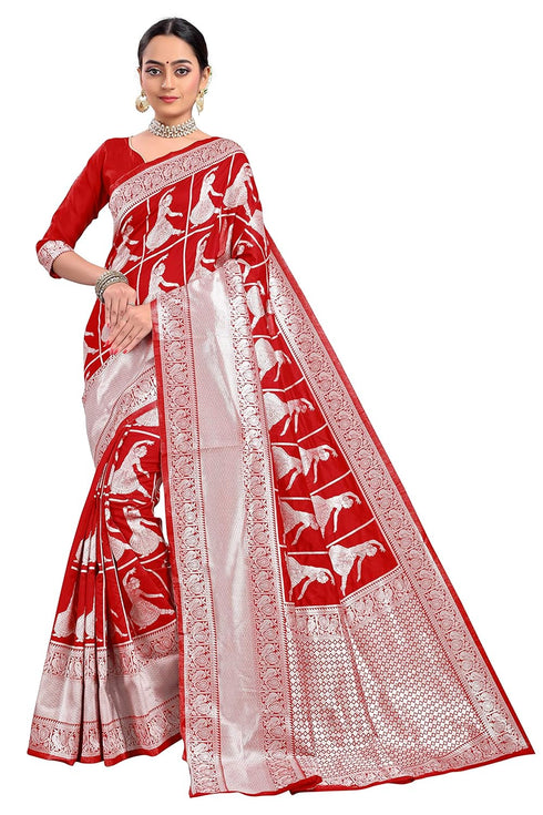 Vasthrlay Banarasi Bridal Red Ethnic Wear