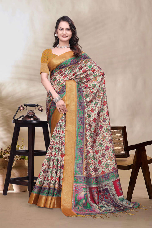 Vasthrlay Kanjivaram Unstitched Saree