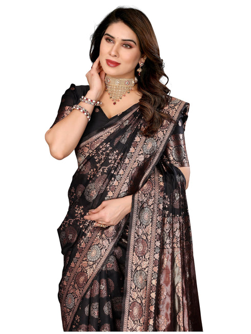 Vasthrlay Black Silk Saree