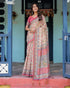 Vasthrlay Handloom Turquoise Pink Cream Saree