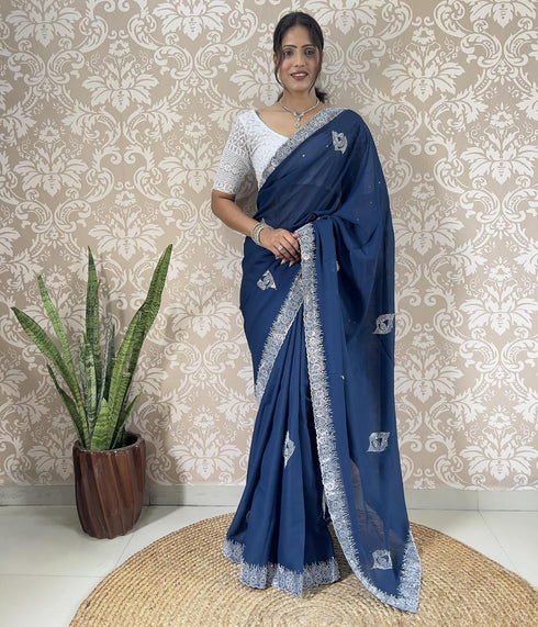 Vasthrlay Georgette Embellishments Embroidered Traditional