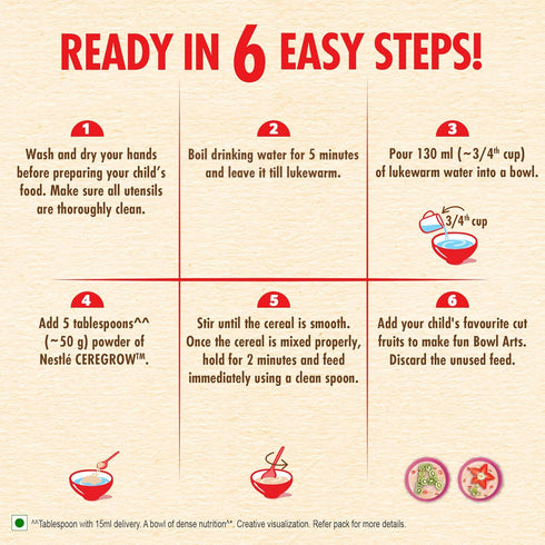 CEREGROW with NO Refined Sugar | Multigrain Cereal with Milk & Fruits