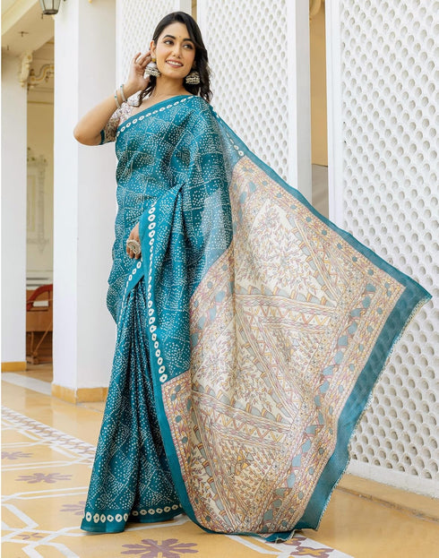Vasthrlay Bandhani Printed Unstitched Wine Saree