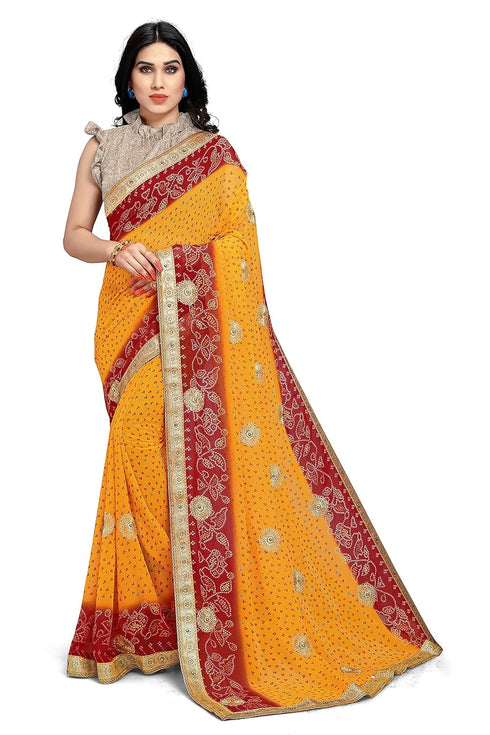 Vasthrlay Fashion Georgette Bandhej Red Ethnic Wear