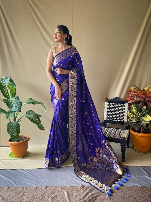 Vasthrlay Kanjivaram Banarasi Jacquard Unstitched Saree