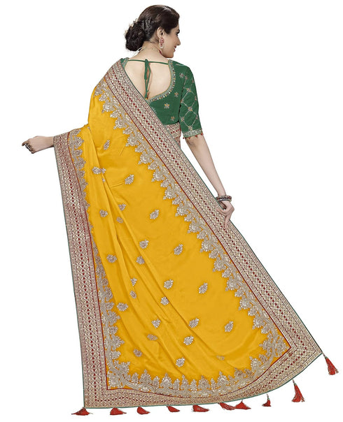 Vasthrlay Embroidery Unstitch Yellow Ethnic Wear