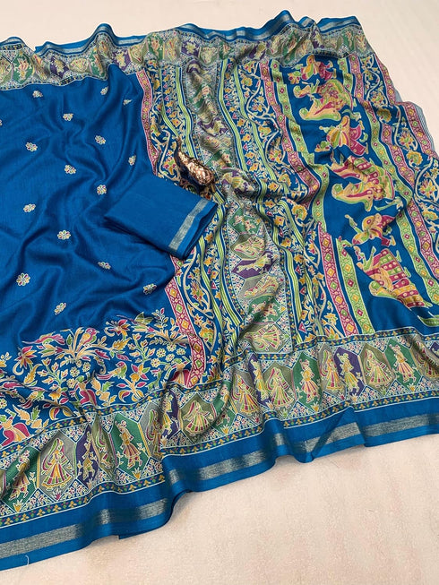 Vasthrlay Silk Saree Dark Blue