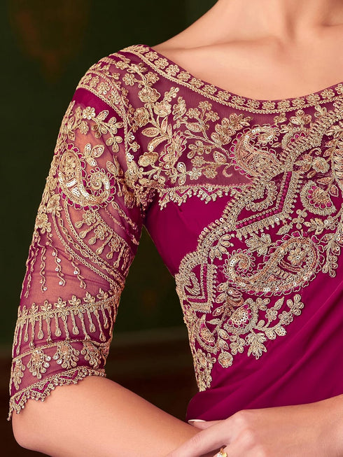 Vasthrlay Embroidery Sequence Unstitched Grey Ethnic Wear