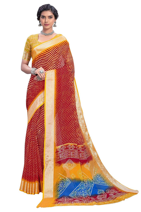 Vasthrlay Bandhani Chiffon Rani Ethnic Wear