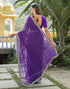 Vasthrlay Embroidery Georgette Dark Purple Saree With Unstitched Blouse Piece