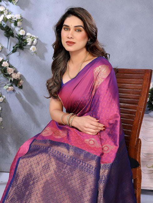 VasthrlaySilk Unstitched Pink Dark Free Ethnic Wear