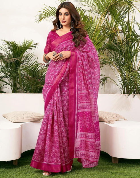 Vasthrlay Womens Printed Unstitched Green Saree