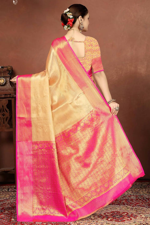 Vsathrlay Gold Kanjivaram Banarasi Festival Ethnic Wear