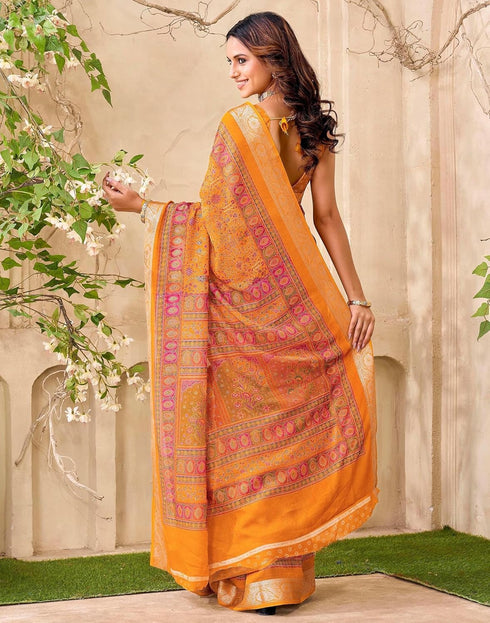 Vasthrlay Georgette Printed Unstitched Red Saree