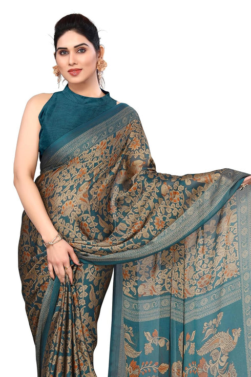 Vasthrlay Fashion Georgette Kalmkari Mehandi Ethnic Wear