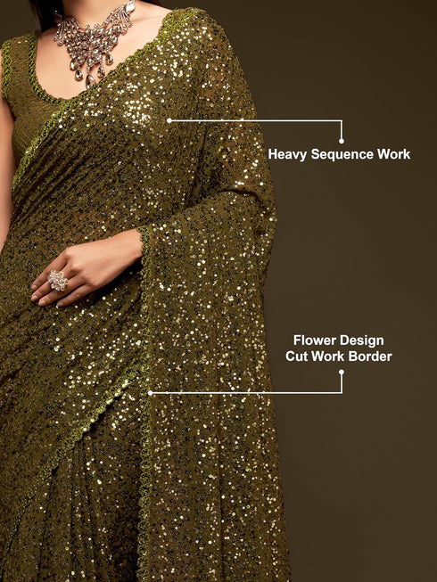 Vasthrlay Georgette Sequins Blouse Ethnic Wear