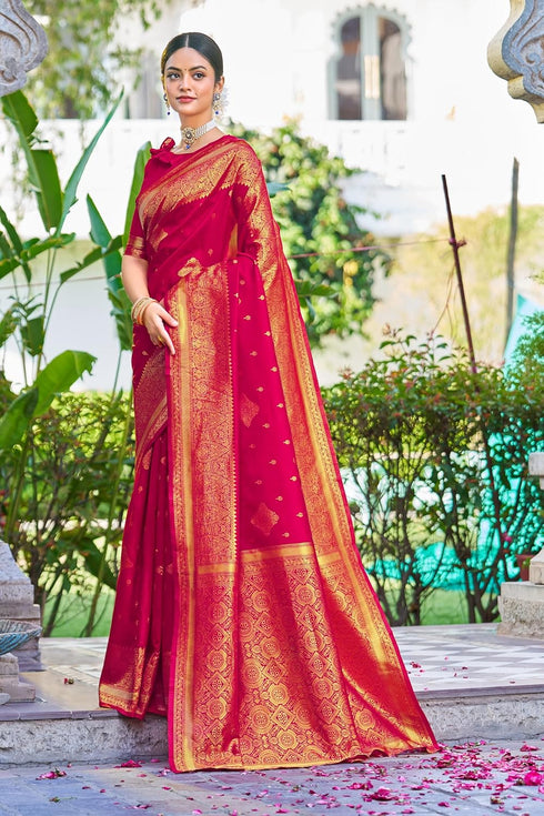Vasthrlay Banarasi Maroon Ethnic Wear