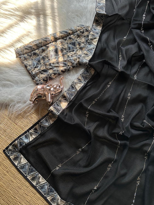 Vasthrlay Vichitra Embroidery Brown Black