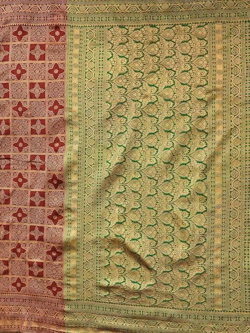 Vasthrlay Banarasi Weaving Maroon Saree