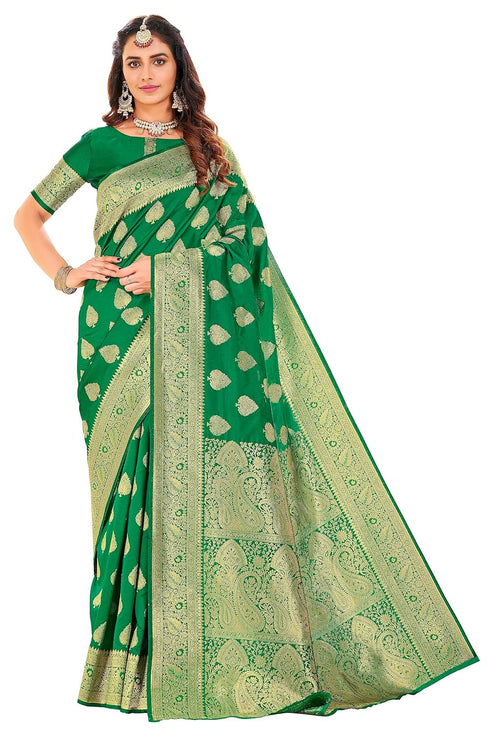 Vasthrlay Banarasi Green Ethnic Wear