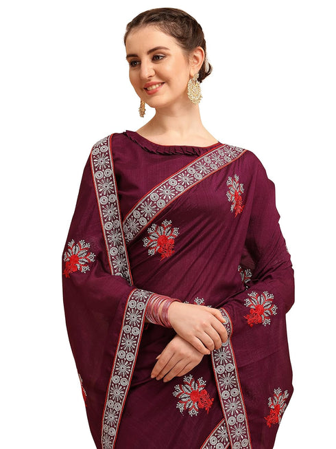 Vasthrlay Vichitra Embroidery Saree