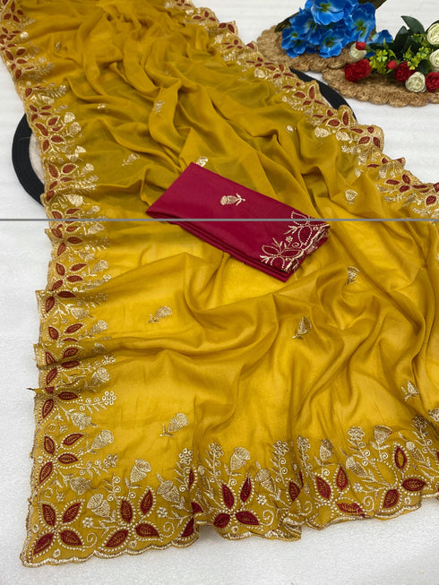 Vasthrlay Pink Embroidery Saree