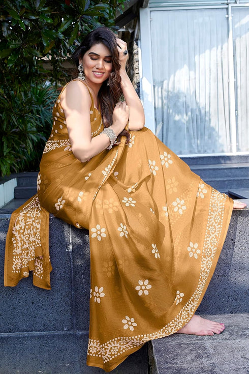 Vasthrlay Fashion Chiffon Printed Parrot Ethnic Wear