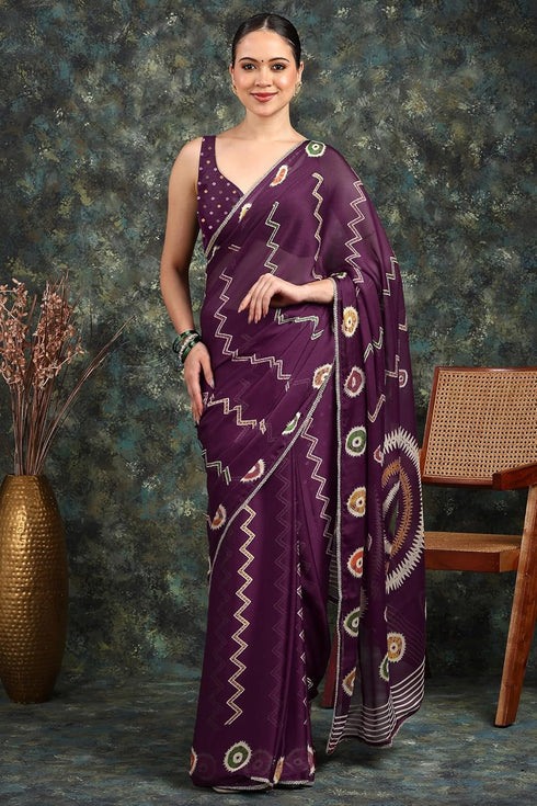 Vasthrlay Fashion Georgette Dark Multicolor Ethnic Wear