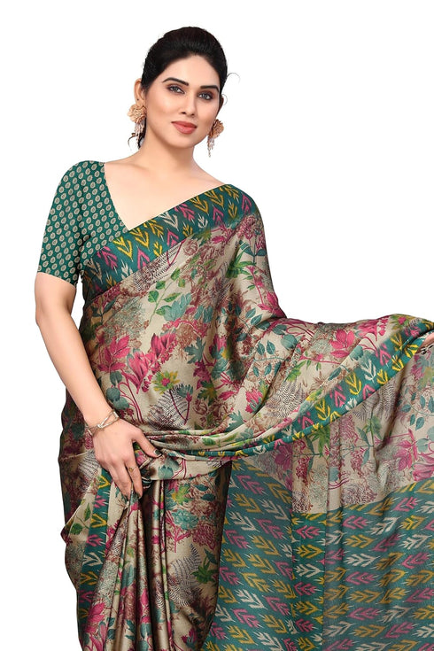 Vasthrlay Fashion Chiffon Georgette Beige Ethnic Wear