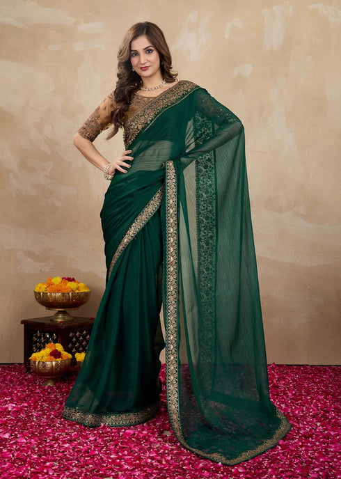 Vasthrlay Chiffon Embroidery Red Ethnic Wear