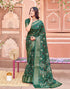 Vasthrlay Womens Printed Green Saree With Unstitched Blouse Piece