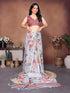 Vasthrlay Powder Blue Digital Print Linen Ready To Wear Saree