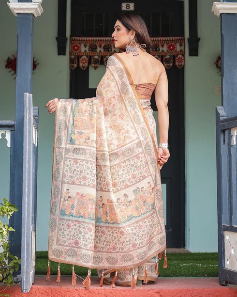 Vasthrlay Cotton Handloom Tassels Saree