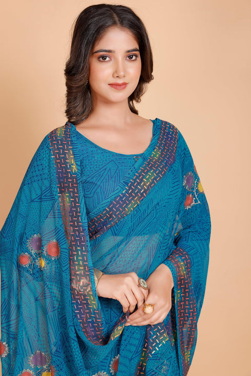 Vasthrlay Georgette Unstitched Saree
