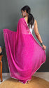 Vasthrlay Pink Georgette Unstitched Saree