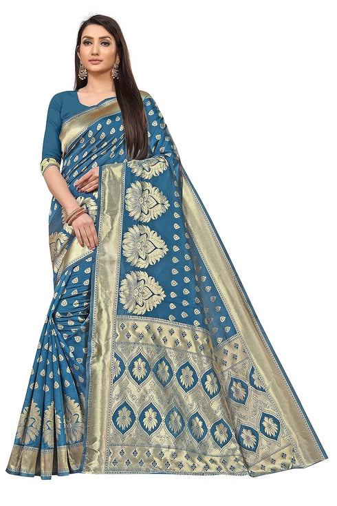 Vasthrlay Maroon Woven Kanjivaram Blend Saree