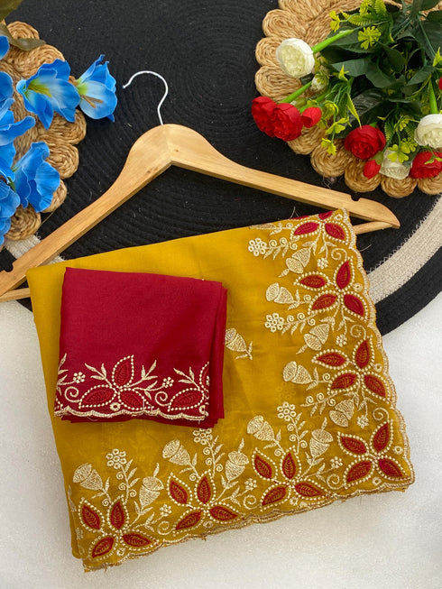 Vasthrlay Pink Embroidery Saree