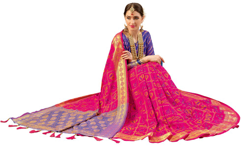 Vasthrlay Pink Banarasi Saree