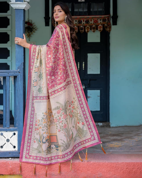 Vasthrlay Handloom Turquoise Paisley Saree