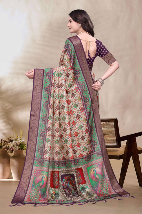 Vasthrlay Kanjivaram Unstitched Saree