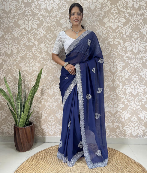 Vasthrlay Georgette Embellishments Embroidered Traditional