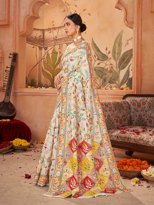 Vasthrlay Kashmiri Pashmina Heritage White Ethnic Wear