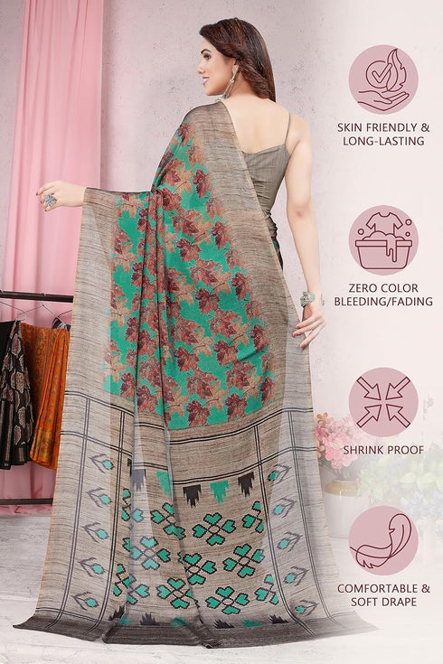 Vasthrlay Fashion Chiffon Georgette Beige Ethnic Wear