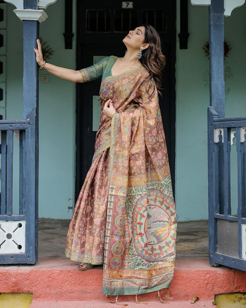 Vasthrlay Handloom Turquoise Traditional Saree