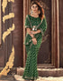 Vasthrlay Georgette Leheriya Green Saree With Unstitched Blouse Piece
