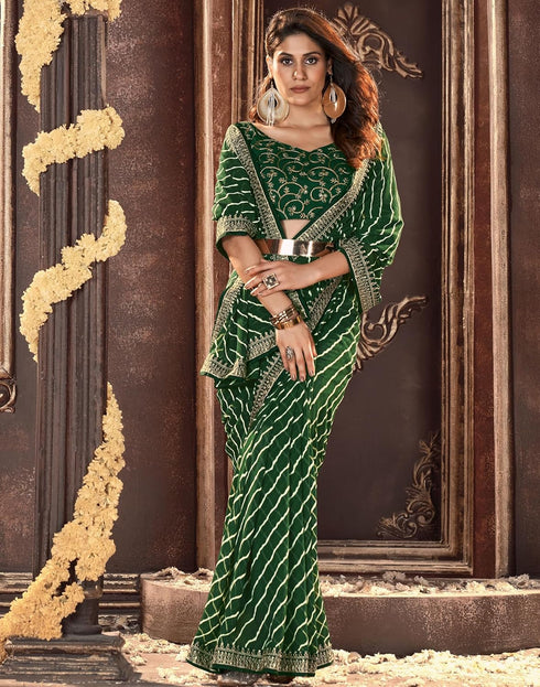 Vasthrlay Georgette Leheriya Unstitched Blue Saree