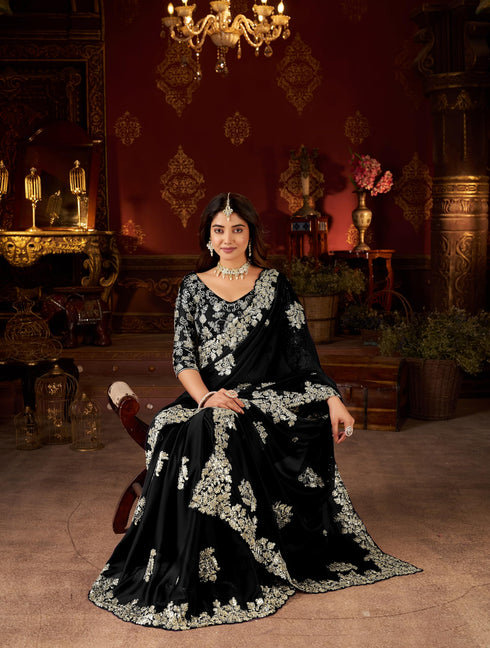 Vasthrlay Silver Embroidery Saree