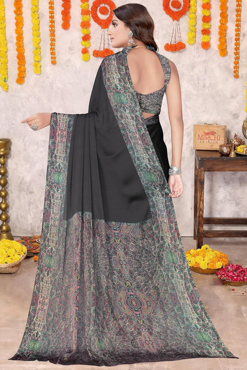 Vasthrlay Fashion Chiffon Abstrect Printed Ethnic Wear