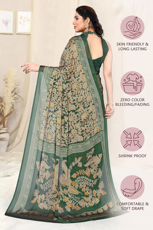 Vasthrlay Fashion Georgette Kalmkari Mehandi Ethnic Wear