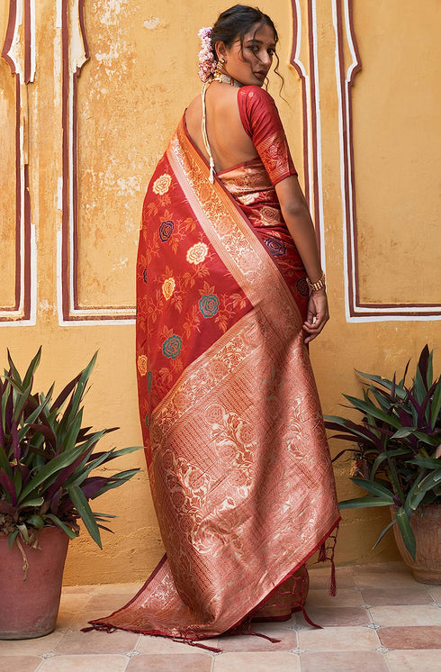Vasthrlay Banarasi Floral Unstitched Saree